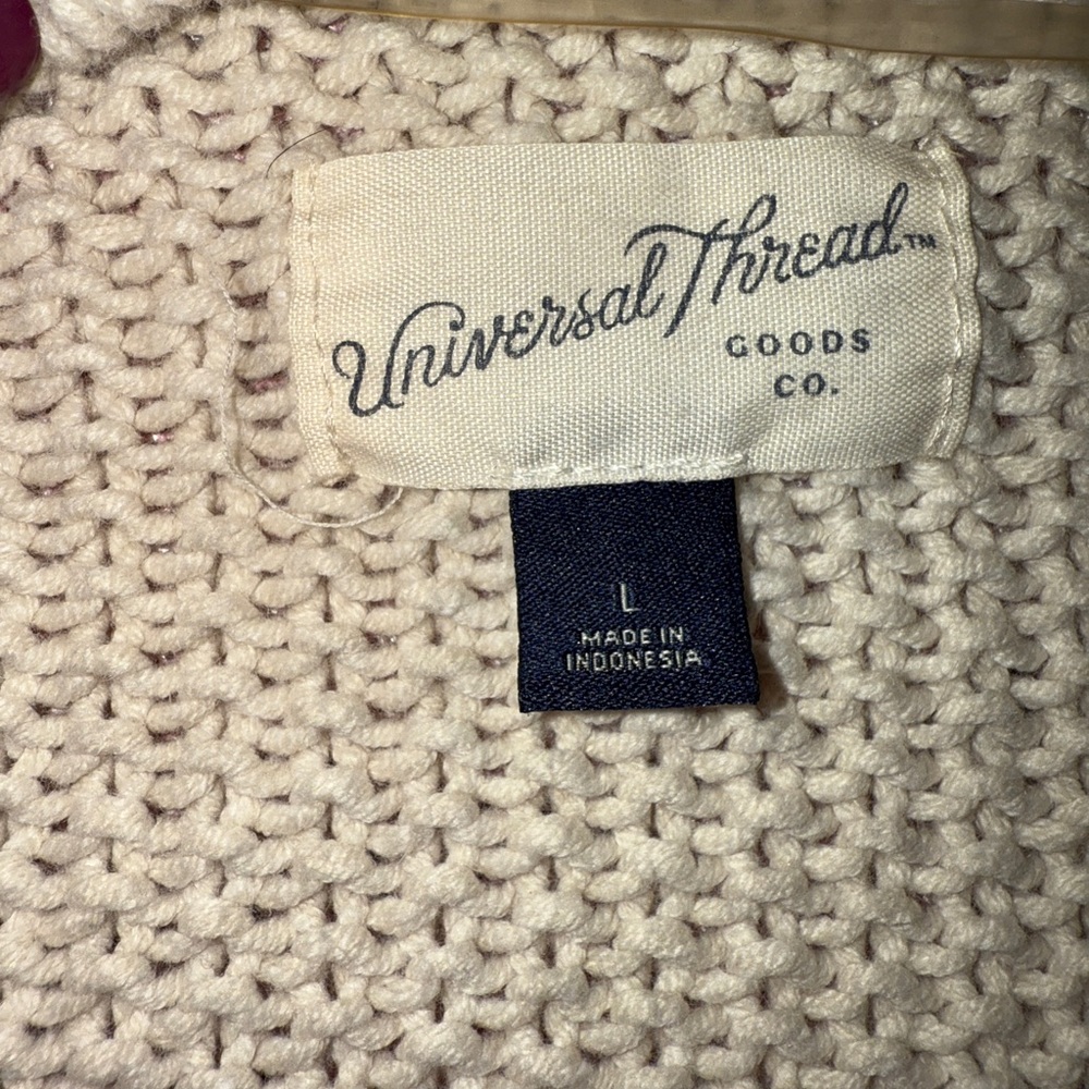 Universal Thread Cream Ruffle Open-Front Cable Knit Cardigan Size L 🤍 - Picture 12 of 15